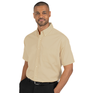 MENS SHORT SLEEVE EASY CARE POPLIN  -  NATURAL 10 EXTRA LARGE SOLID
