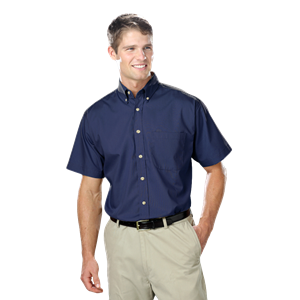 MENS SHORT SLEEVE EASY CARE POPLIN  -  NAVY 10 EXTRA LARGE SOLID