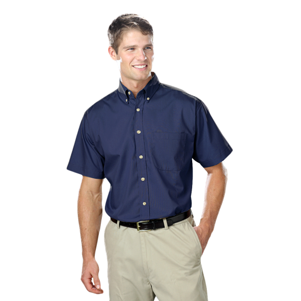 7216S-NAV-LT-SOLID|BG7216S|Men's Tall Easy care Poplin S/S Shirt