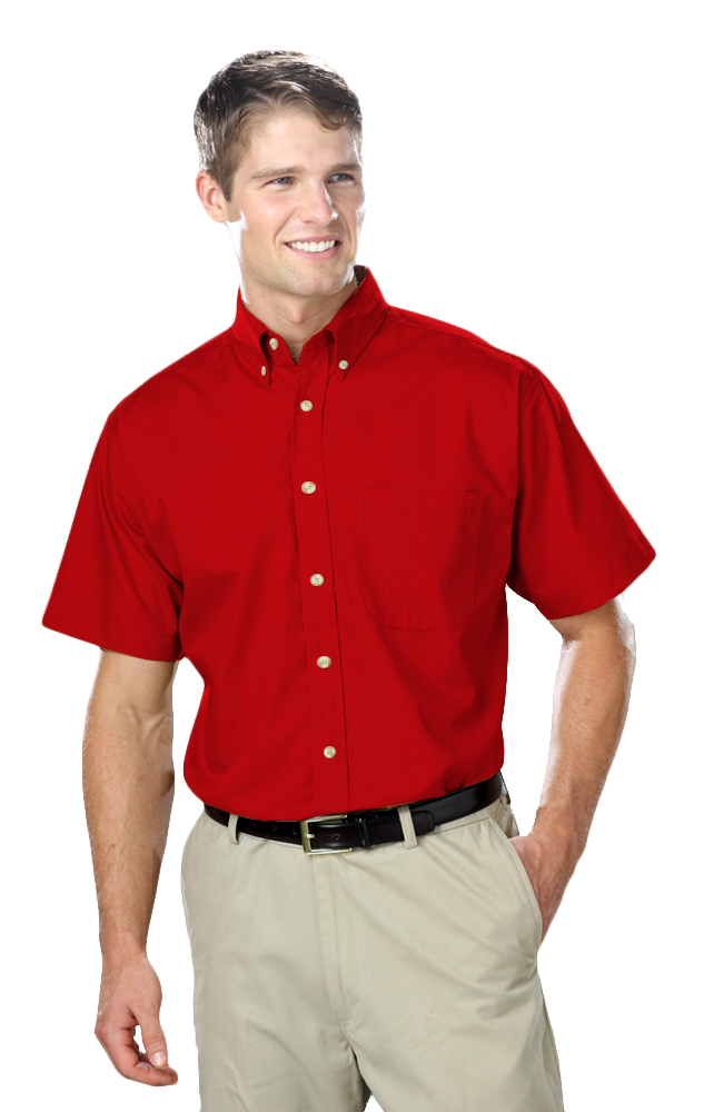 7216S-RED-LT-SOLID|BG7216S|Men's Tall Easy care Poplin S/S Shirt