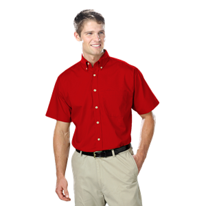 MENS SHORT SLEEVE EASY CARE POPLIN  -  RED 6 EXTRA LARGE SOLID