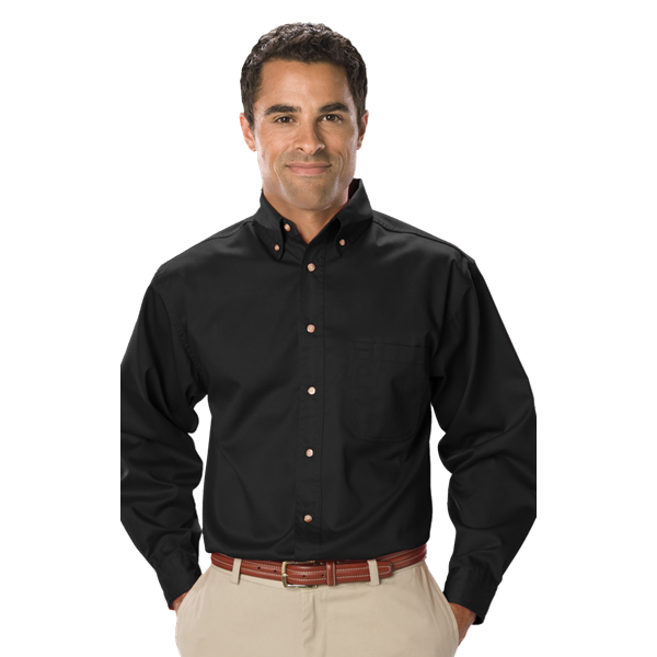 7217-BLA-XLT-SOLID|BG7217|Men's Tall Teflon Twill L/S Shirt