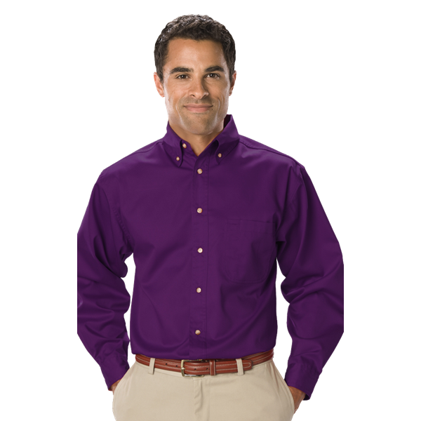 MENS LONG SLEEVE SCOTCHGARD TWILL  -  PURPLE 2 EXTRA LARGE SOLID