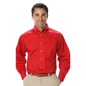 MENS LONG SLEEVE TEFLON TWILL  -  RED 2 EXTRA LARGE SOLID