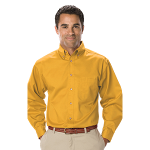 MENS LONG SLEEVE TEFLON TWILL  -  YELLOW 2 EXTRA LARGE SOLID