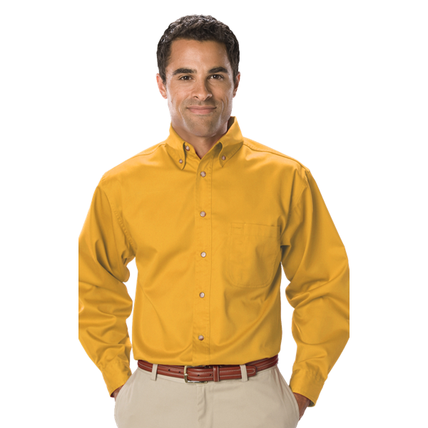 MENS LONG SLEEVE SCOTCHGARD TWILL  -  YELLOW 2 EXTRA LARGE SOLID