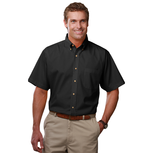 7217S-BLA-2XL-SOLID|BG7217S|Men's Teflon Twill S/S Shirt