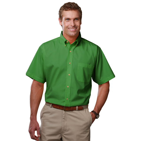 MENS SHORT SLEEVE SCOTCHGARD TWILL  -  KELLY 2 EXTRA LARGE SOLID