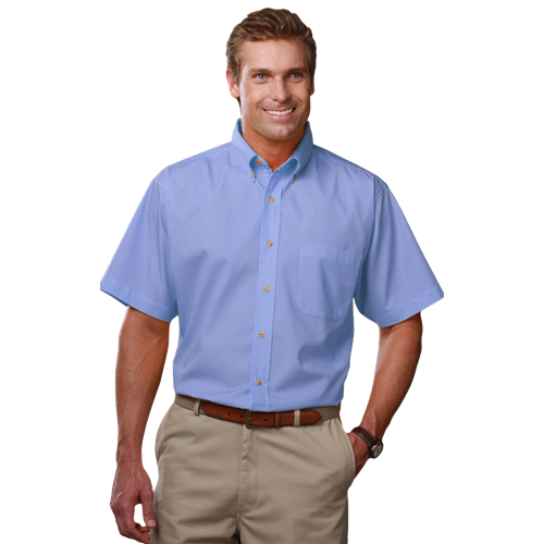 MENS SHORT SLEEVE SCOTCHGARD TWILL  -  LIGHT BLUE 2 EXTRA LARGE SOLID