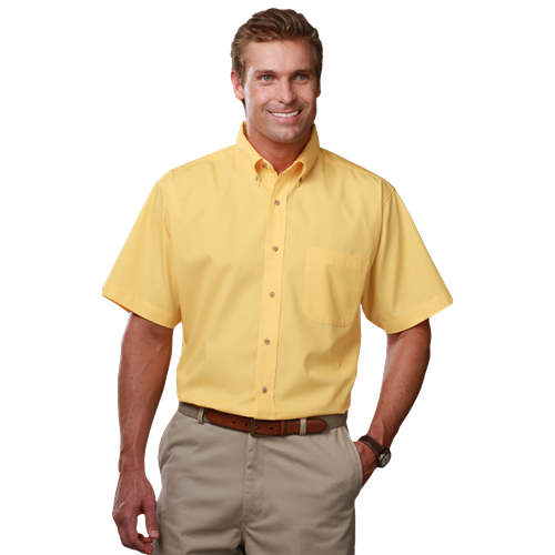MENS SHORT SLEEVE SCOTCHGARD TWILL  -  MAIZE 2 EXTRA LARGE SOLID