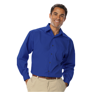MENS LONG SLEEVE EASY CARE STRETCH POPLIN  -  ROYAL EXTRA LARGE SOLID