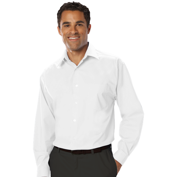 7218-WHI-S-SOLID|BG7218|Men's L/S Stretch Poplin Shirt