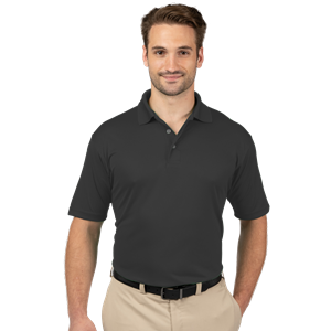 MENS TALL SOLID WICKING POLO  -  BLACK 3 EXTRA LARGE TALL SOLID