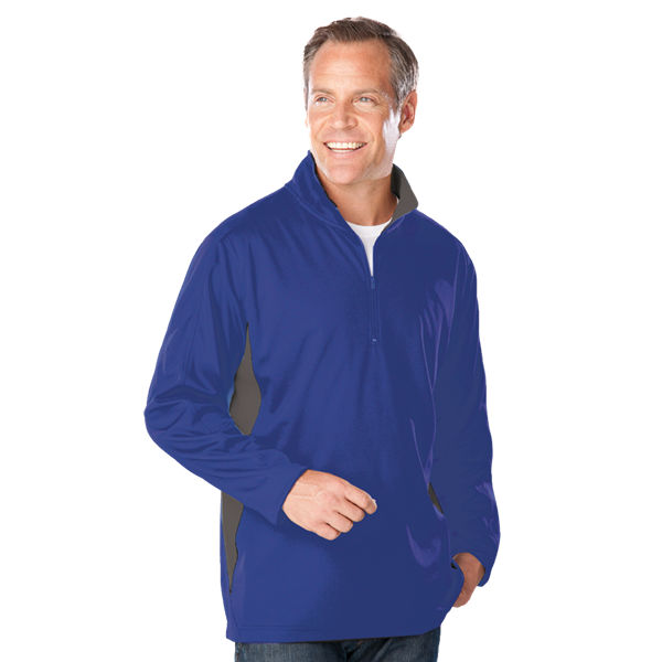 MENS WICKING 1/2 ZIP BLOCKED  -  ROYAL SMALL TRIM GRAPHITE