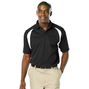 MENS WICKING CONTRAST INSERT  -  BLACK 2 EXTRA LARGE TRIM WHITE