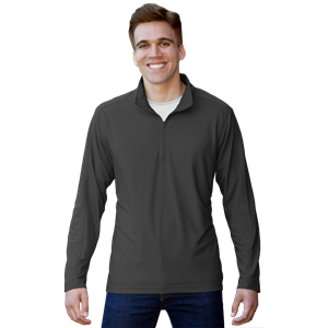 MENS WICKING SOLID 1/4 ZIP LS PULLOVER    -  GRAPHITE 2 EXTRA LARGE SOLID