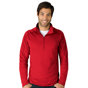 MENS WICKING SOLID 1/4 ZIP LS PULLOVER  -  RED 2 EXTRA LARGE SOLID