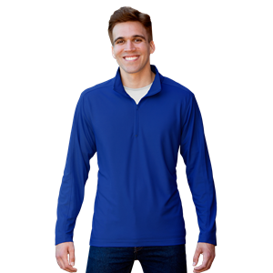 MENS WICKING SOLID 1/4 ZIP LS PULLOVER  -  ROYAL 2 EXTRA LARGE SOLID