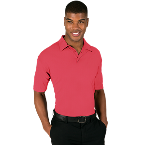 MEN'S NAILHEAD S/S POLO  -  RED 2 EXTRA LARGE TRIM WHITE