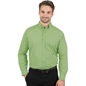 MENS LONG SLEEVE EASY CARE POPLIN WITH MATCHING BUTTONS  -  CACTUS 2 EXTRA LARGE SOLID