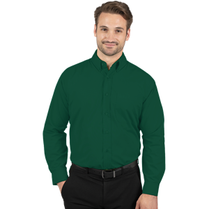 MENS LONG SLEEVE EASY CARE POPLIN WITH MATCHING BUTTONS  -  HUNTER 2 EXTRA LARGE SOLID