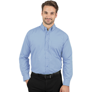 MENS LONG SLEEVE EASY CARE POPLIN WITH MATCHING BUTTONS  -  LIGHT BLUE 2 EXTRA LARGE SOLID