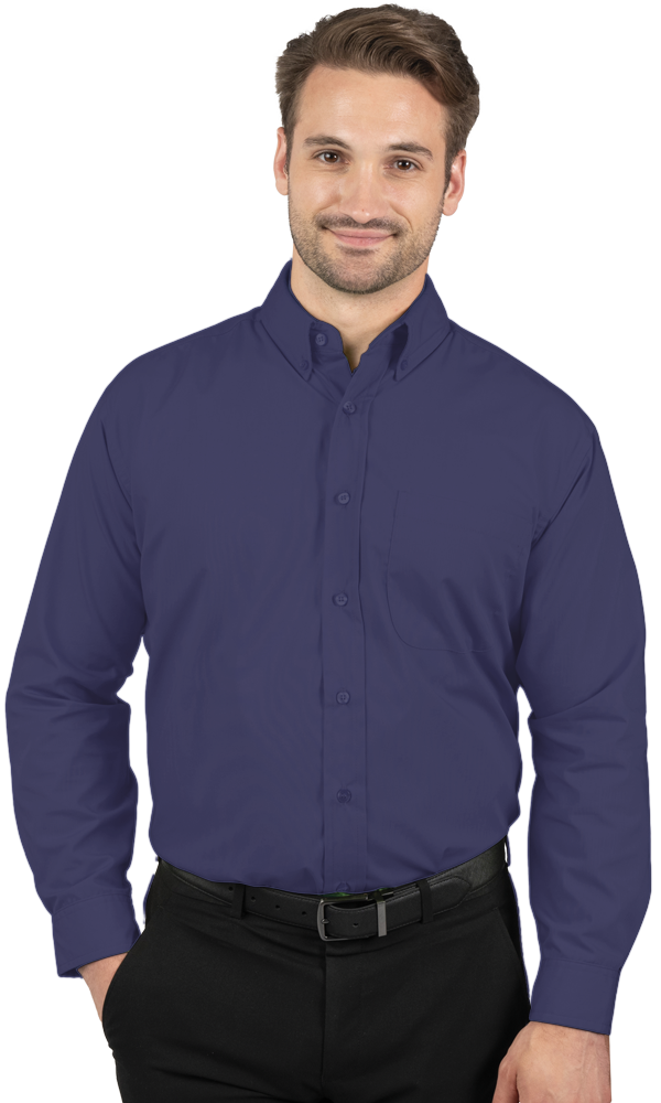 7266-NAV-S-SOLID|BG7266|Men's L/S Superblend Poplin Shirt with Matching ...