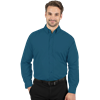 MENS LONG SLEEVE EASY CARE POPLIN WITH MATCHING BUTTONS  -  TEAL EXTRA LARGE SOLID