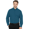 MENS LONG SLEEVE EASY CARE POPLIN WITH MATCHING BUTTONS  -  TEAL 2 EXTRA LARGE SOLID