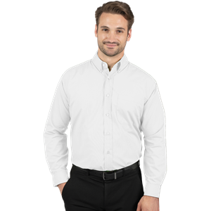 MENS LONG SLEEVE EASY CARE POPLIN WITH MATCHING BUTTONS  -  WHITE 2 EXTRA LARGE SOLID