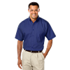 MENS SHORT SLEEVE EASY CARE POPLIN WITH MATCHING BUTTONS  -  ROYAL 2 EXTRA LARGE SOLID