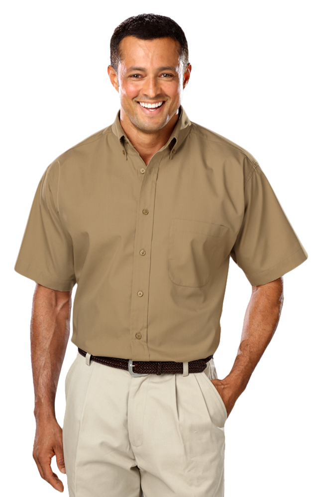 7266S-TAN-3XL-SOLID|BG7266S|Men's S/S Superblend Poplin Shirt with ...