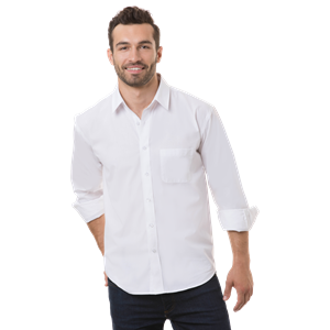 MENS SUPERBLEND POPLIN L/S UNTUCKED SHIRT  -  WHITE 2 EXTRA LARGE SOLID