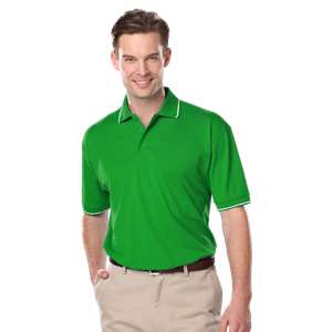 MENS WICKING PIPED POLO  -  KELLY 2 EXTRA LARGE SOLID