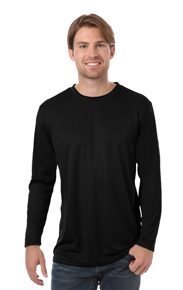 7303-BLA-XXS-SOLID|BG7303|Adult Value Wicking L/S Tee