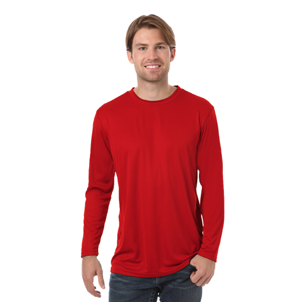 7303-RED-XXS-SOLID|BG7303|Adult Value Wicking L/S Tee