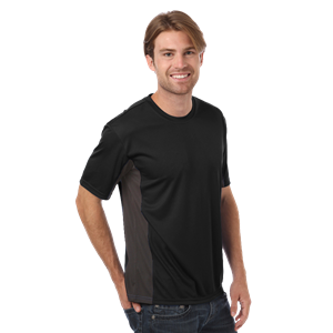 MENS COLORBLOCK WICKING TEE  -  BLACK 2 EXTRA LARGE SOLID