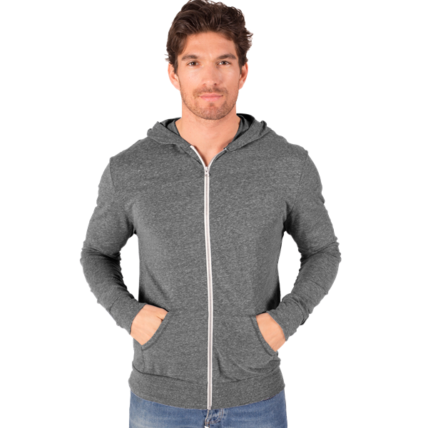 7308-GRE-4XL-SOLID|BG7308|Adult Triblend Contrast Zip Front Hoodie
