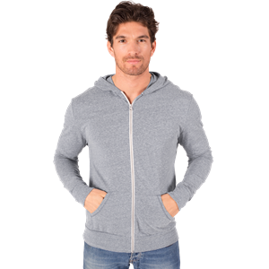 ADULT TRIBLEND ZIP FRONT HOODIE  -  LIGHT GREY 2 EXTRA LARGE SOLID