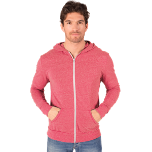 ADULT TRIBLEND ZIP FRONT HOODIE  -  RED 4 EXTRA LARGE SOLID