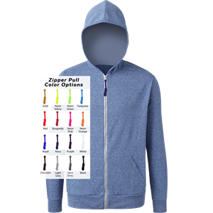 CUSTOM ZIPPER PULL TRIBLEND HOODIE BLUE 2 EXTRA LARGE SOLID
