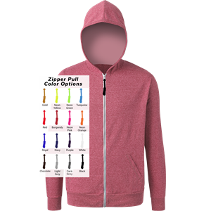 CUSTOM ZIPPER PULL TRIBLEND HOODIE RED 2 EXTRA LARGE SOLID