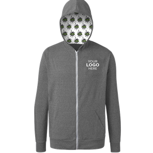 YOUR LOGO HERE ADULT TRIBLEND ZIP FRONT HOODIE GREY 2 EXTRA LARGE SOLID