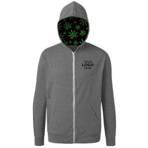 Cannabis Triblend Contrast Zip Front Hoodie GREY 2 EXTRA LARGE SOLID