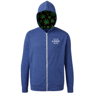 Cannabis Triblend Contrast Zip Front Hoodie ROYAL 2 EXTRA LARGE SOLID