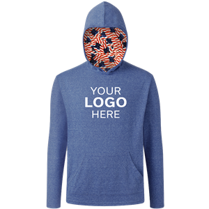 Americana Adult Triblend Pullover Hoodie BLUE 2 EXTRA LARGE SOLID