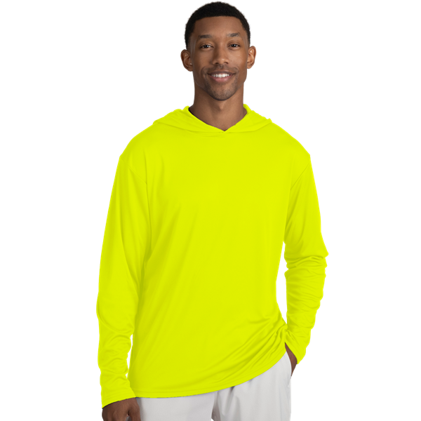 BLU-X-DRI LONG SLEEVE HOODED TEE OPTIC YELLOW 2 EXTRA LARGE SOLID
