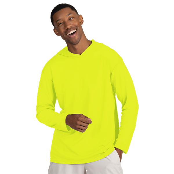 BLU-X-DRI LONG SLEEVE HOODED TEE OPTIC YELLOW 2 EXTRA LARGE SOLID