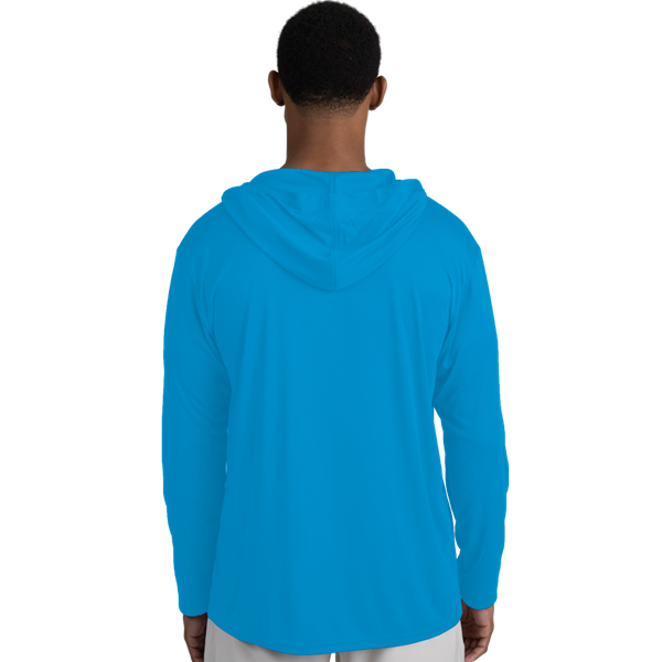 BLU-X-DRI LONG SLEEVE HOODED TEE TURQUOISE 2 EXTRA LARGE SOLID