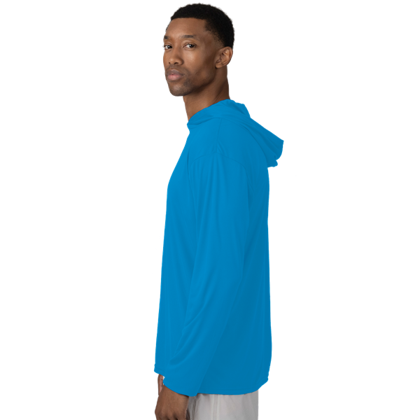 BLU-X-DRI LONG SLEEVE HOODED TEE TURQUOISE 2 EXTRA LARGE SOLID
